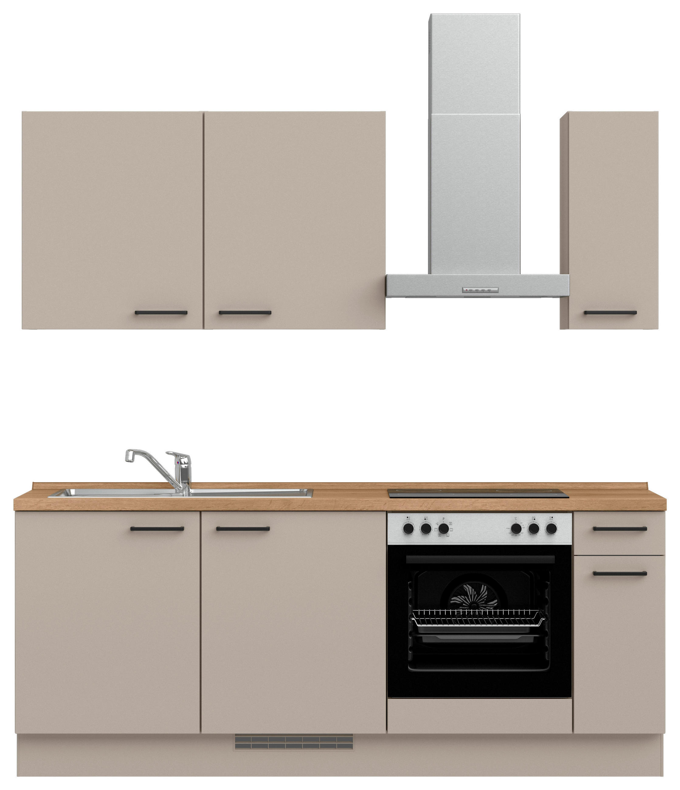 KÜCHENBLOCK Easytouch 210 cm  in Eichefarben, Sandfarben  - Sandfarben/Eichefarben, MODERN, Holzwerkstoff/Metall (210cm) - Nobilia