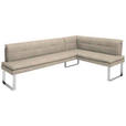 ECKBANK 213/174 cm in Chromfarben, Sandfarben - Sandfarben/Chromfarben, Design, Textil/Metall (213/174cm) - Novel