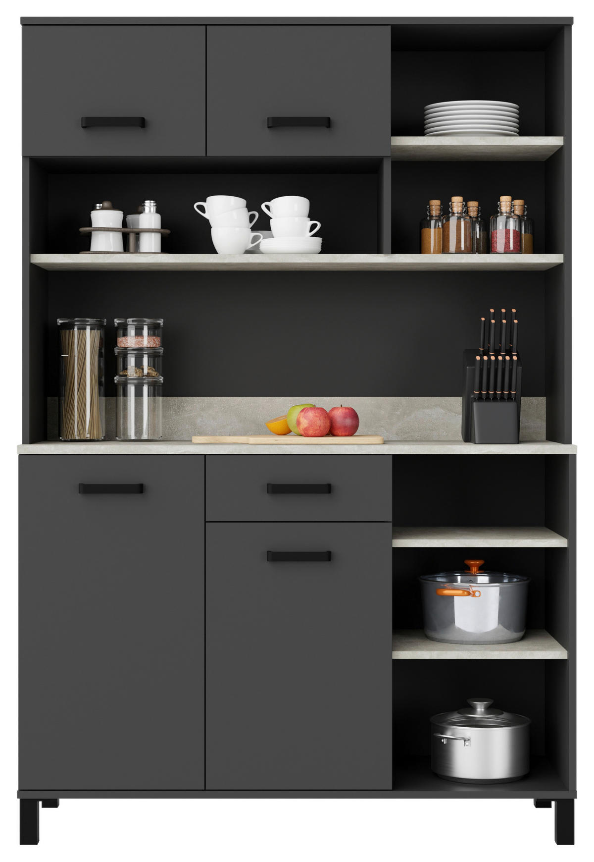 BUFFET 119,1/177/40 cm  in Anthrazit, Hellgrau  - Anthrazit/Hellgrau, KONVENTIONELL, Holzwerkstoff/Metall (119,1/177/40cm) - P & B