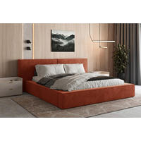 POLSTERBETT 140/200 cm,  in Terracotta, Bettkasten,  - Terracotta/Schwarz, MODERN, Holz (140/200cm) - MID.YOU