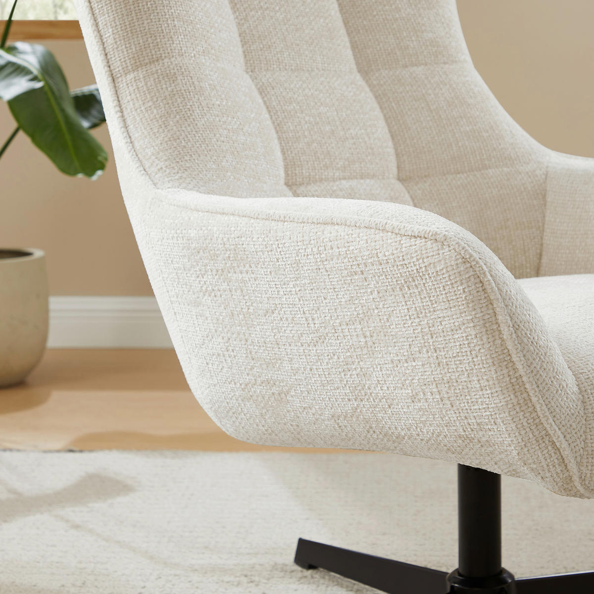 SESSEL in Chenille Beige  - Beige/Schwarz, MODERN, Textil/Metall (81/103/85cm) - Livetastic