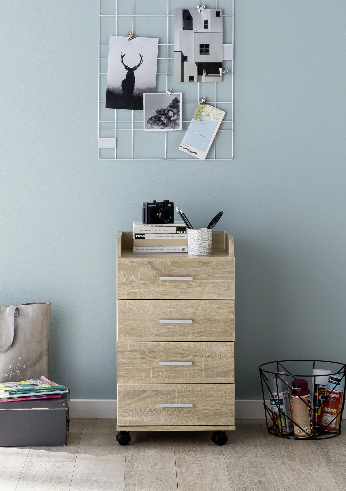 ROLLCONTAINER 40/70,5/33 cm  - Eichefarben/Silberfarben, Konventionell, Holzwerkstoff/Kunststoff (40/70,5/33cm) - MID.YOU
