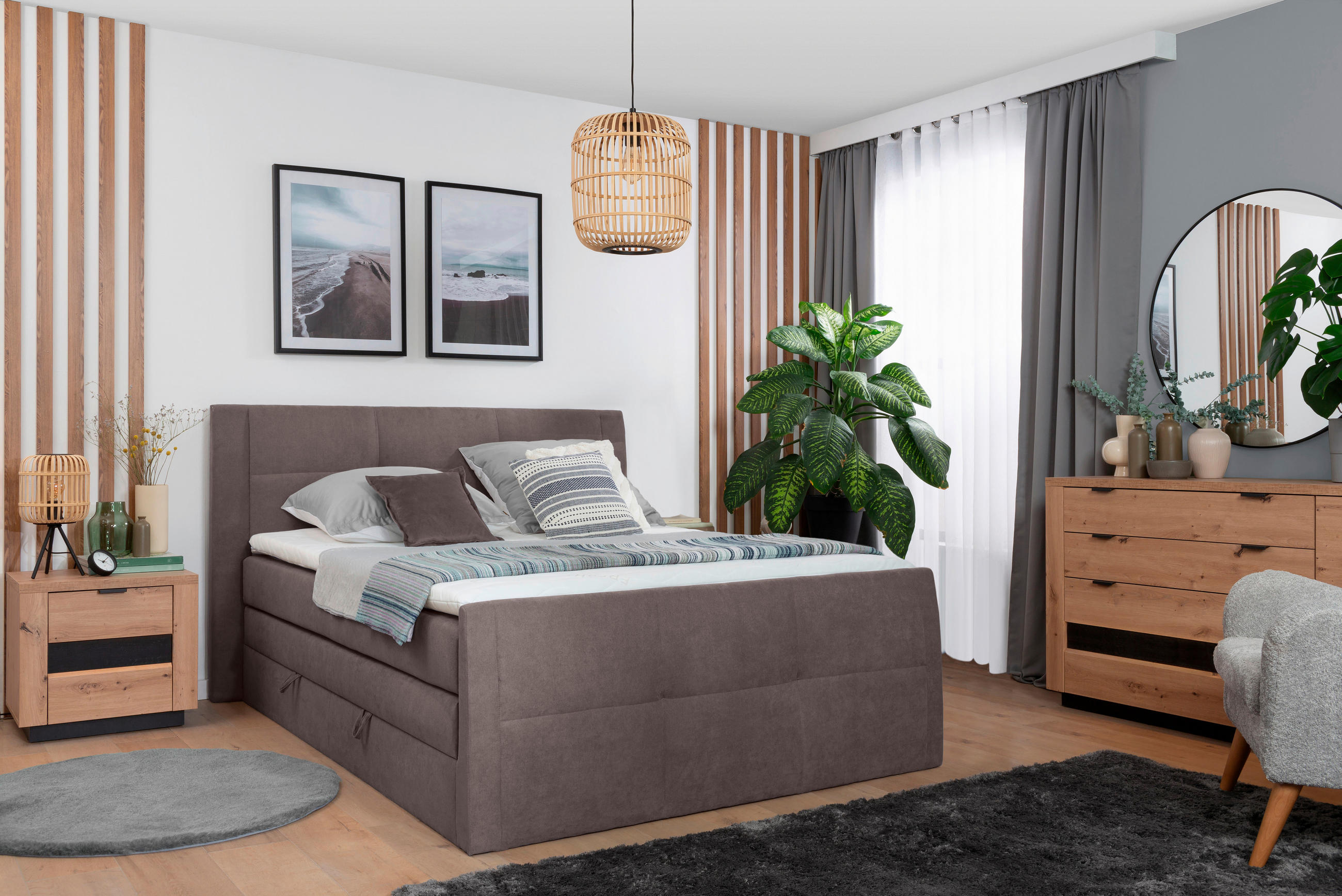 BOXSPRINGBETT 140/200 cm  in Taupe  - Taupe/Schwarz, KONVENTIONELL, Kunststoff/Textil (140/200cm) - Boxxx