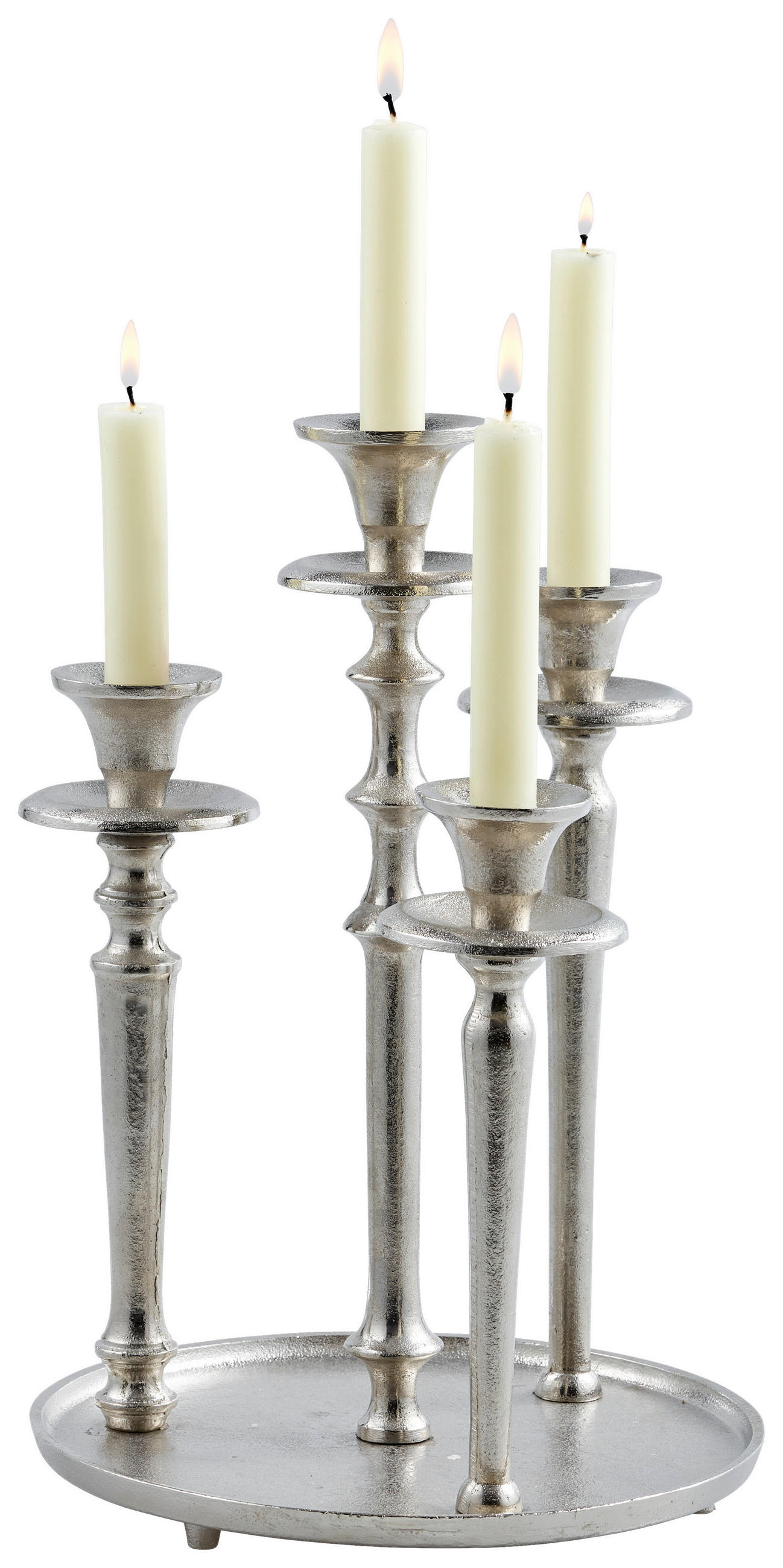 KERZENHALTER - Nickelfarben, Design, Metall (24,5/36/24,5cm) - Ambia Home