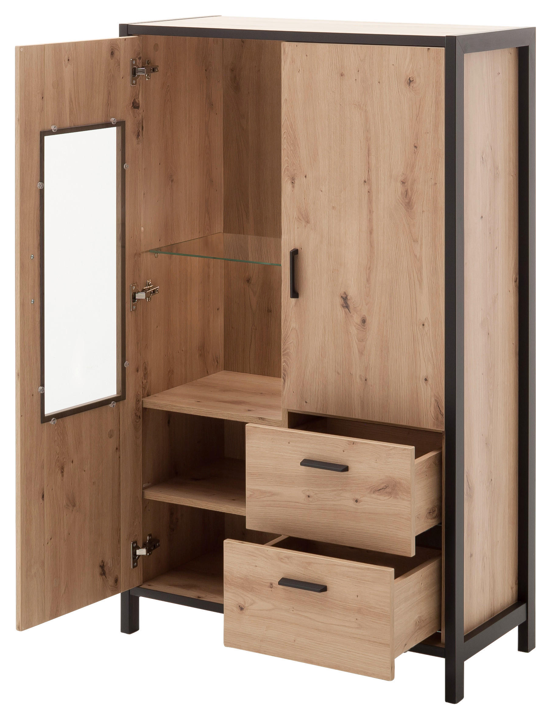 HIGHBOARD in 86/140/40 cm - Eichefarben/Anthrazit, Design, Glas/Holzwerkstoff (86/140/40cm) - Carryhome