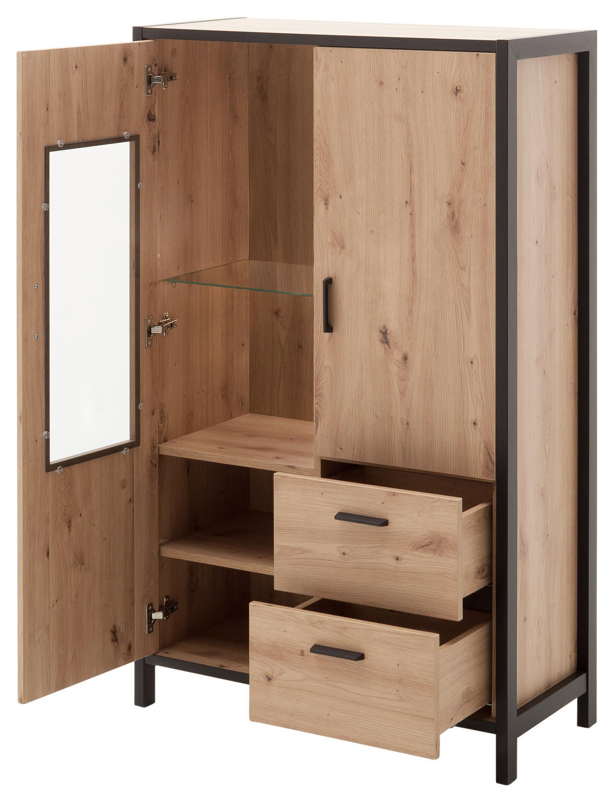 HIGHBOARD  in 86/140/40 cm  - Eichefarben/Anthrazit, Design, Glas/Holzwerkstoff (86/140/40cm) - Carryhome