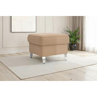 HOCKER ARNGAST E Echtleder Cappuccino  - Chromfarben/Cappuccino, Basics, Leder/Metall (58/48/58cm) - Sit & More