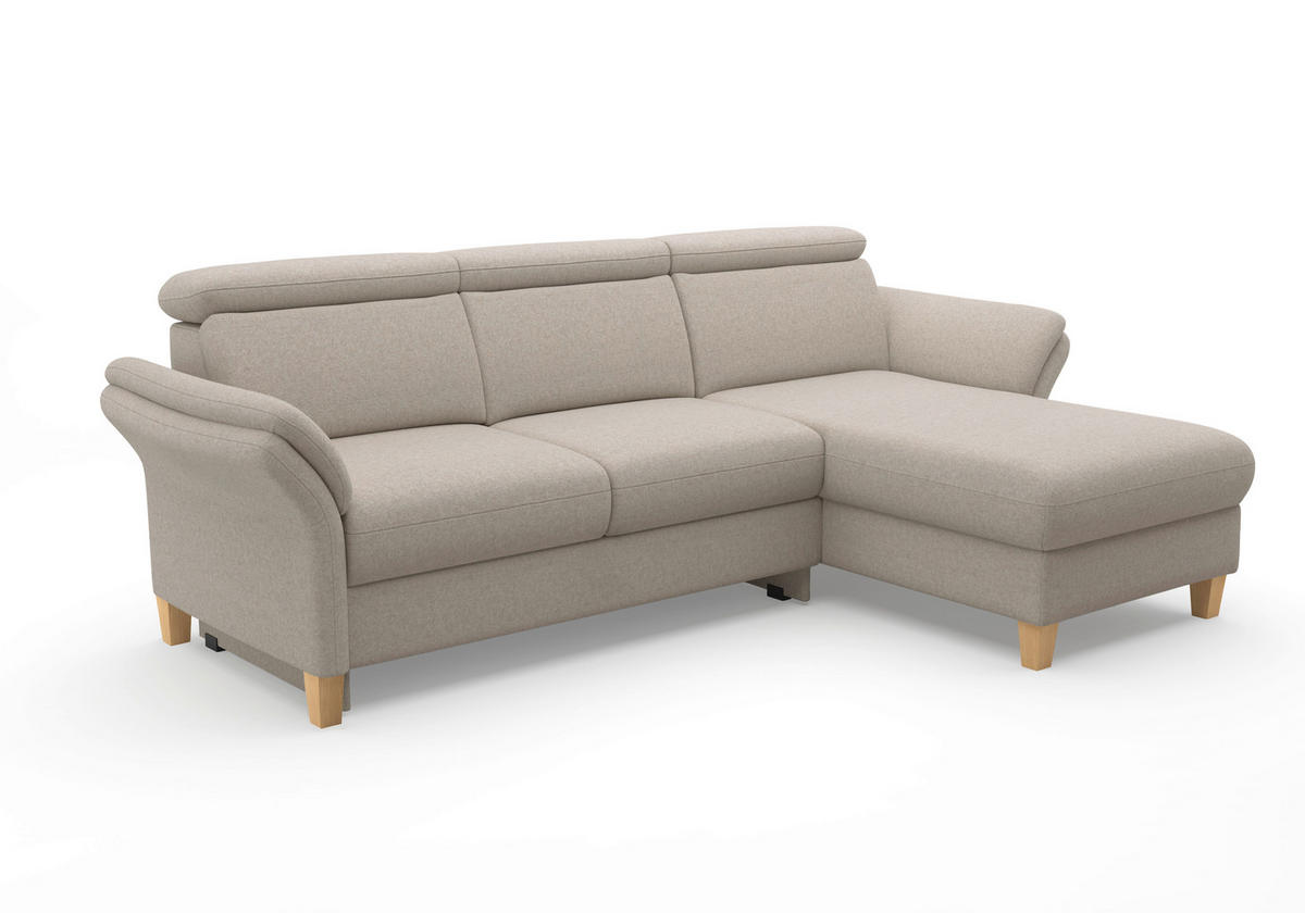 ECKSOFA in Flachgewebe Taupe  253/166 cm  - Taupe/Eichefarben, KONVENTIONELL, Holz/Textil (253/166cm) - Sit & More