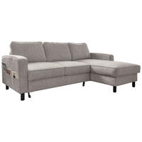 ECKSOFA in Struktur Grauweiss  - Schwarz/Grauweiss, Holz/Textil (228/148cm) - MID.YOU