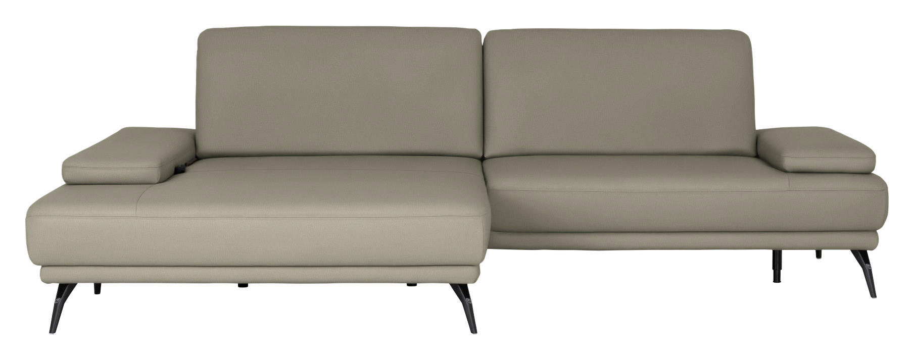 ECKSOFA JOOP! STUDIO in Echtleder Platinfarben  180/301 cm  - Platinfarben/Schwarz, KONVENTIONELL, Leder/Metall (180/301cm) - Joop!