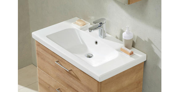 WASCHTISCHKOMBI 82 cm  - Chromfarben/Eichefarben, KONVENTIONELL, Keramik/Holzwerkstoff (82cm) - Xora