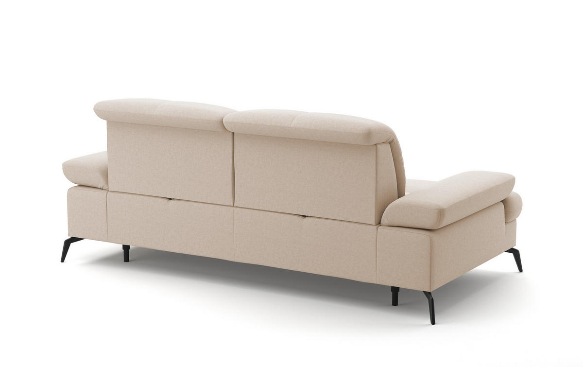 2,5-SITZER in Flachgewebe Creme  - Creme/Schwarz, Konventionell, Textil/Metall (202/90/122cm) - Sit & More