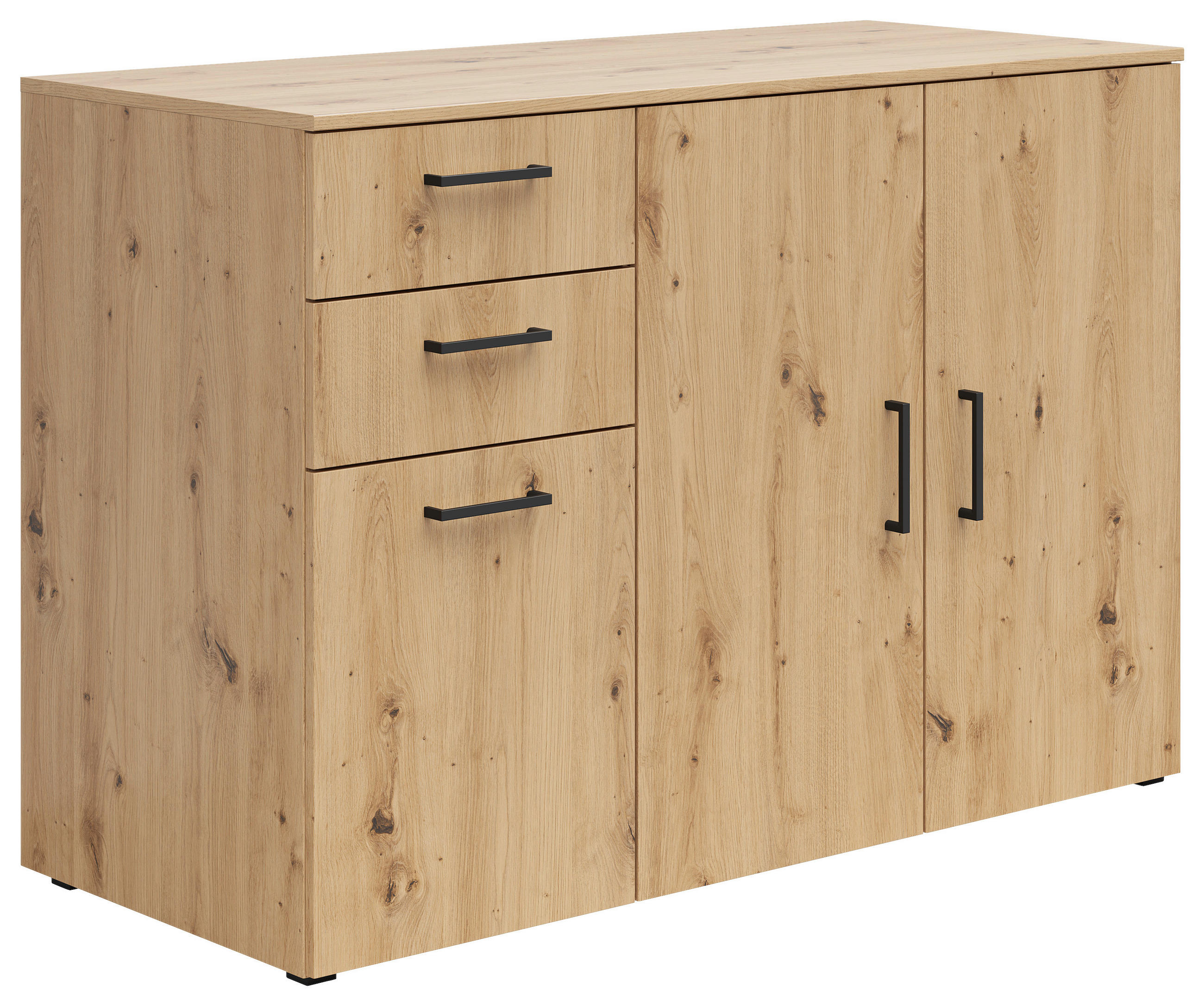 KOMODA, dub artisan, 120/83/52 cm - černá/antracitová, Moderní, kompozitní dřevo/plast (120/83/52cm) - Carryhome