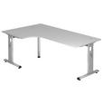 ECKSCHREIBTISCH 120/200/65-85 cm Grau höhenverstellbar, seitenverkehrt montierbar  - Silberfarben/Grau, KONVENTIONELL, Holzwerkstoff/Metall (120/200/65-85cm) - Venda