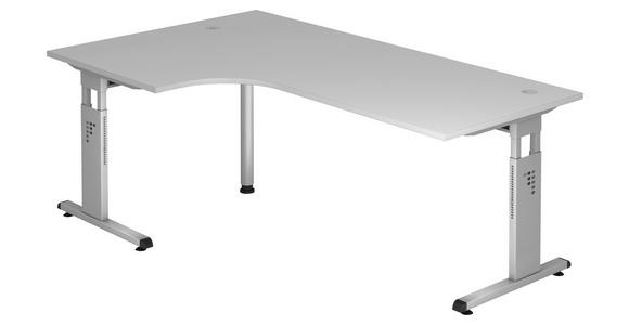 ECKSCHREIBTISCH 120/200/65-85 cm Grau höhenverstellbar, seitenverkehrt montierbar  - Silberfarben/Grau, KONVENTIONELL, Holzwerkstoff/Metall (120/200/65-85cm) - Venda