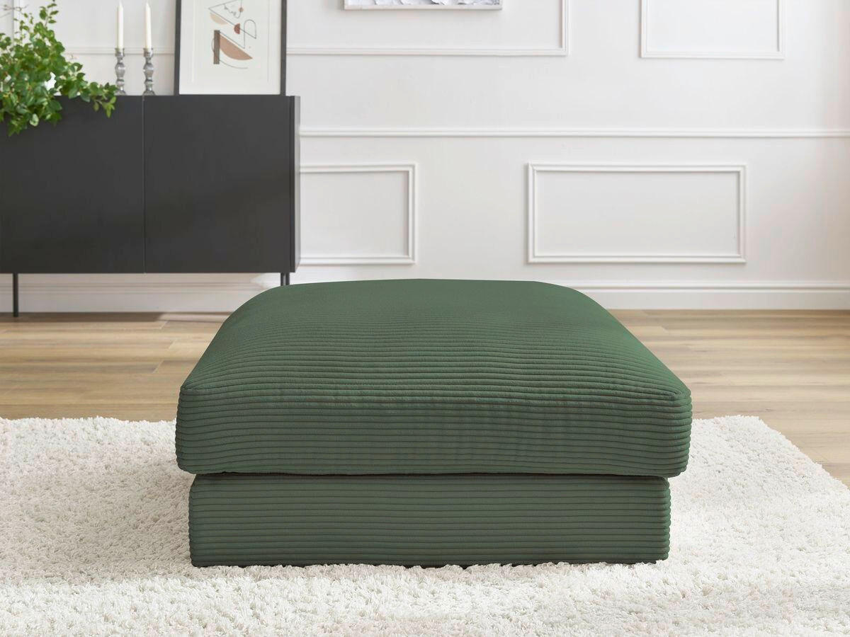 HOCKER LEONARD Cord Dunkelgrün  - Dunkelgrün/Schwarz, MODERN, Kunststoff/Textil (86/43/86cm)