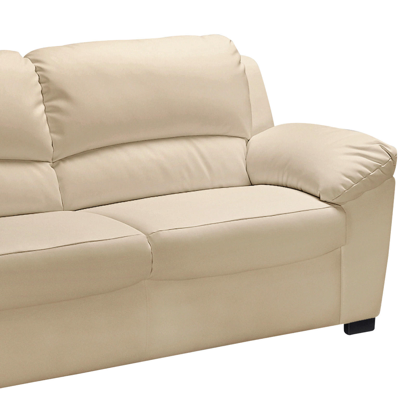 3-SITZER-SOFA Lederlook Beige  - Beige/Schwarz, KONVENTIONELL, Kunststoff/Textil (182/90/90cm) - MID.YOU