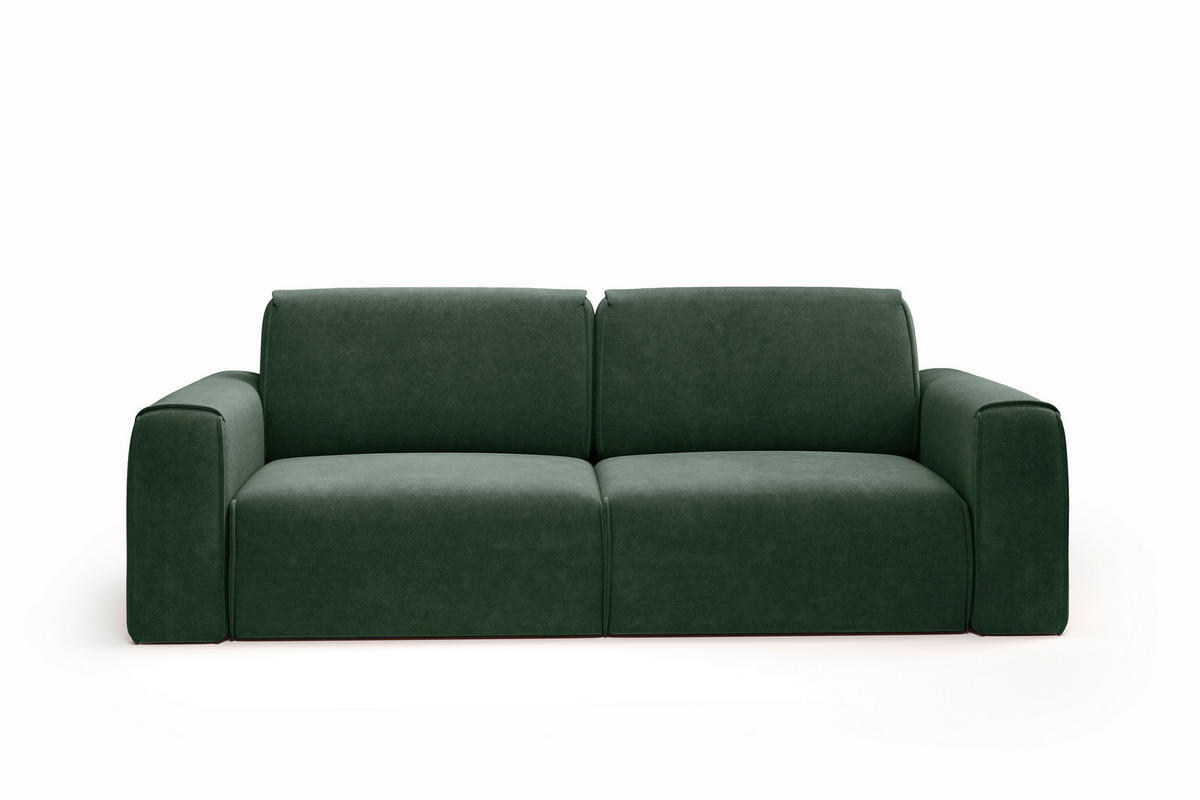 SCHLAFSOFA Tuzzi in Velours Dunkelgrün  - Dunkelgrün/Schwarz, Basics, Kunststoff/Textil (252/94/105cm) - Livetastic