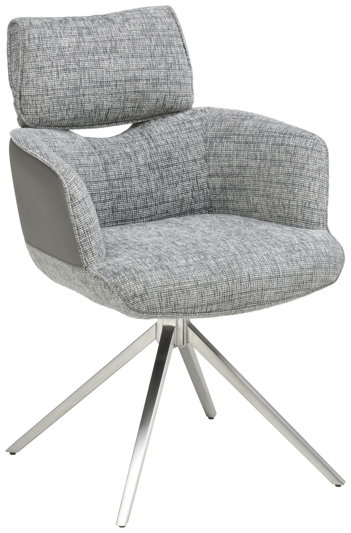 ARMLEHNSTUHL  in Edelstahl Webstoff, Mikrofaser  - Edelstahlfarben/Grau, KONVENTIONELL, Textil/Metall (59,5/90,5/64,5cm) - Livetastic