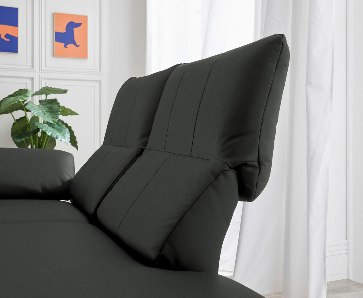 RÉCAMIERE in Echtleder Dunkelgrau  - Chromfarben/Dunkelgrau, Design, Leder/Metall (209/85-109/95-16cm) - Dieter Knoll