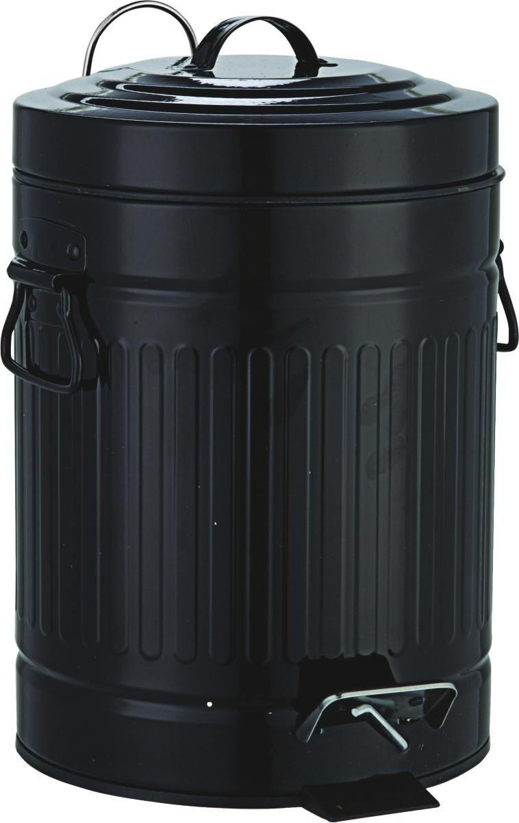 NÁŠĽAPNÝ ODPADKOVÝ KÔŠ, 5 l - čierna, Basics, kov/plast (20,5/27/20,5cm) - Sadena