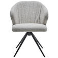 STUHL Bouclé Creme, Schwarz, Beige  - Beige/Creme, Design, Textil/Metall (61/84/61cm) - Dieter Knoll