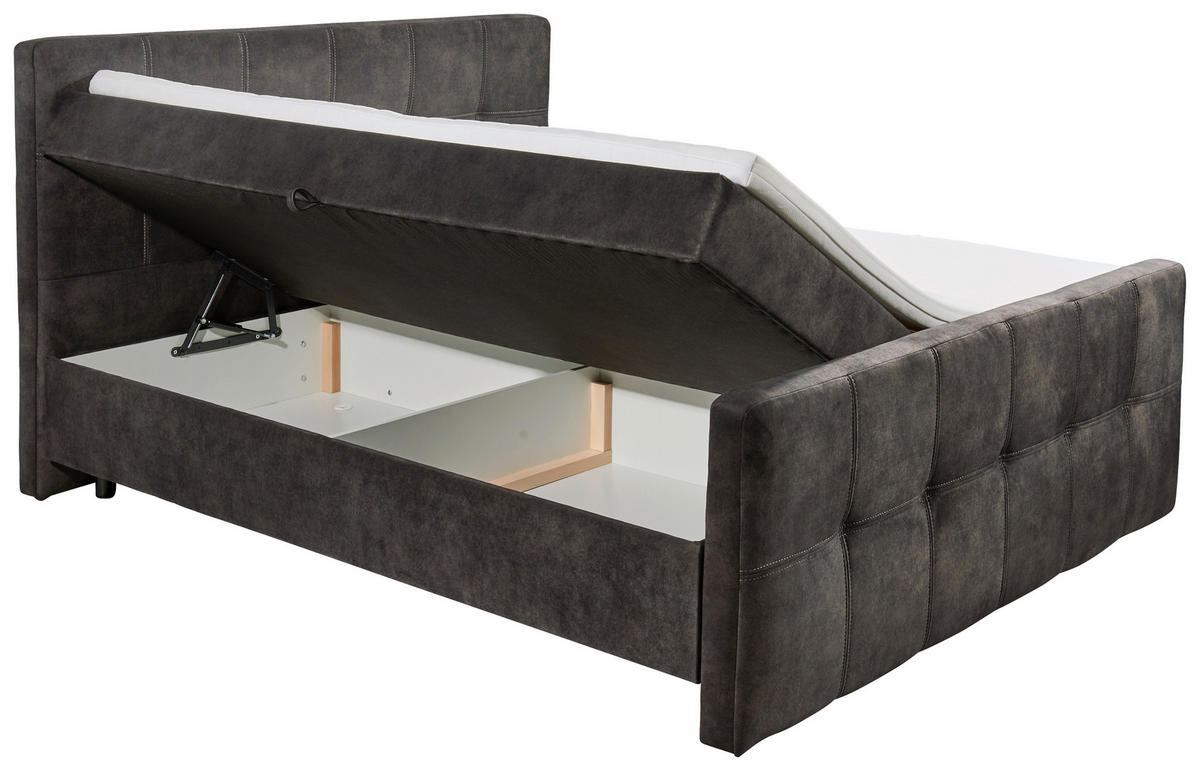 BOXBETT 160/200 cm  in Dunkelbraun  - Dunkelbraun/Schwarz, Modern, Holzwerkstoff/Kunststoff (160/200cm) - MID.YOU