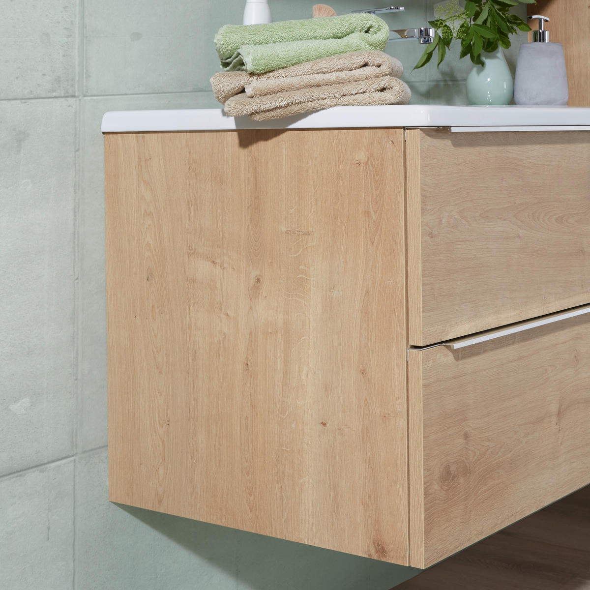 BADEZIMMER  in 105 cm  - Eichefarben/Weiß, Design, Keramik/Holzwerkstoff (105cm) - Novel