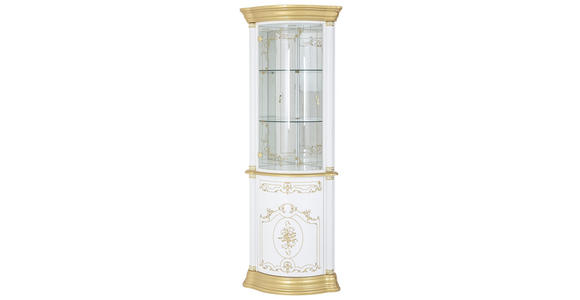 ECKVITRINE in Weiß, Goldfarben - Goldfarben/Weiß, LIFESTYLE, Glas/Holzwerkstoff (56/205/56cm) - Cantus