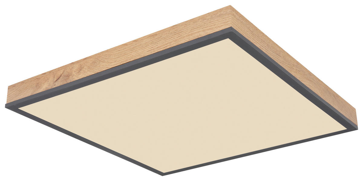 LED-TAKLAMPA DORO 24 W 45/45/7,6 cm  - opal/grafitfärgad, Basics, metall/plast (45/45/7,6cm) - Globo