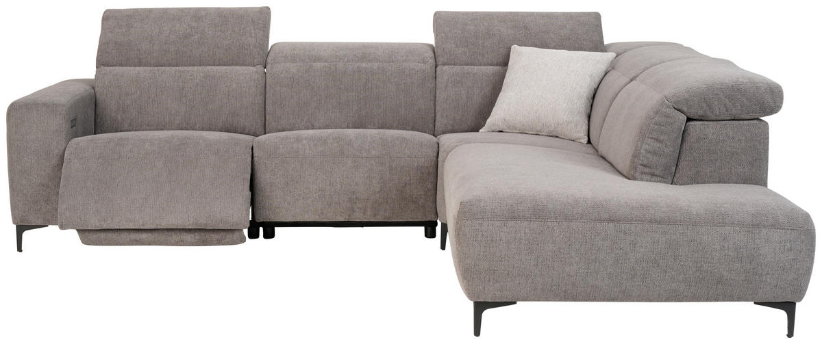 ECKSOFA in Flachgewebe Dunkelgrau  - Dunkelgrau/Schwarz, Design, Textil/Metall (290/238cm) - Pure Home Lifestyle
