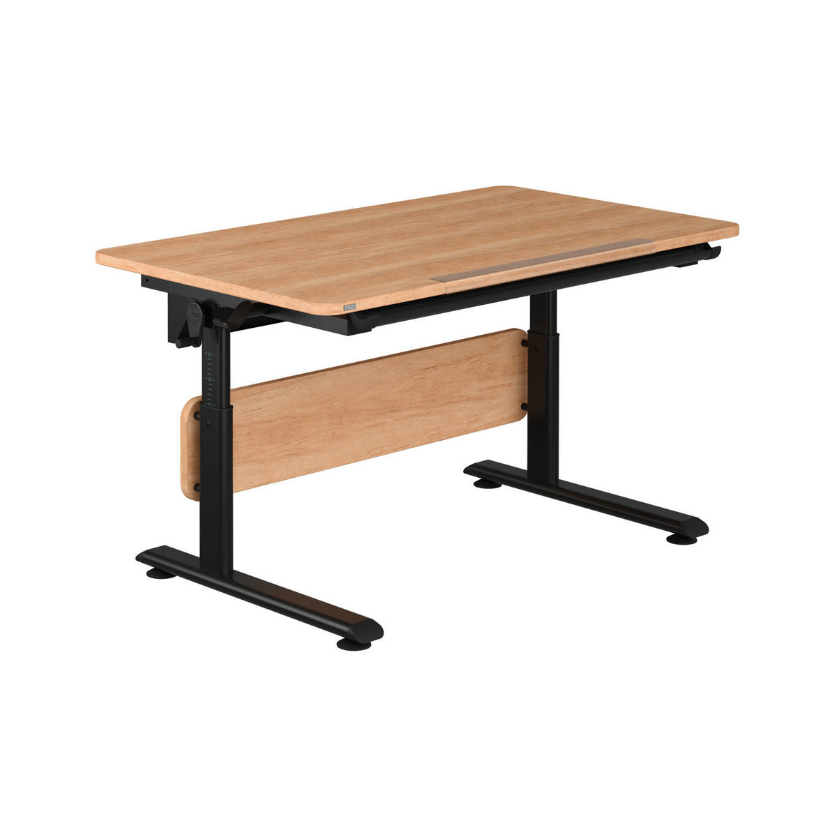 JUGENDSCHREIBTISCH 120/70/53-79 cm höhenverstellbar, in verschiedenen Holz-Dekoren erhältlich  - Eichefarben/Schwarz, KONVENTIONELL, Holzwerkstoff/Metall (120/70/53-79cm) - Paidi