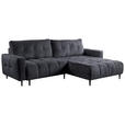 ECKSOFA Graphitfarben Chenille  inkl. Rückenkissen, Bettkasten, Schlaffunktion, Rücken echt, Liegefläche im Originalstoff  - Schwarz/Graphitfarben, KONVENTIONELL, Holz/Textil (266/180cm) - Carryhome