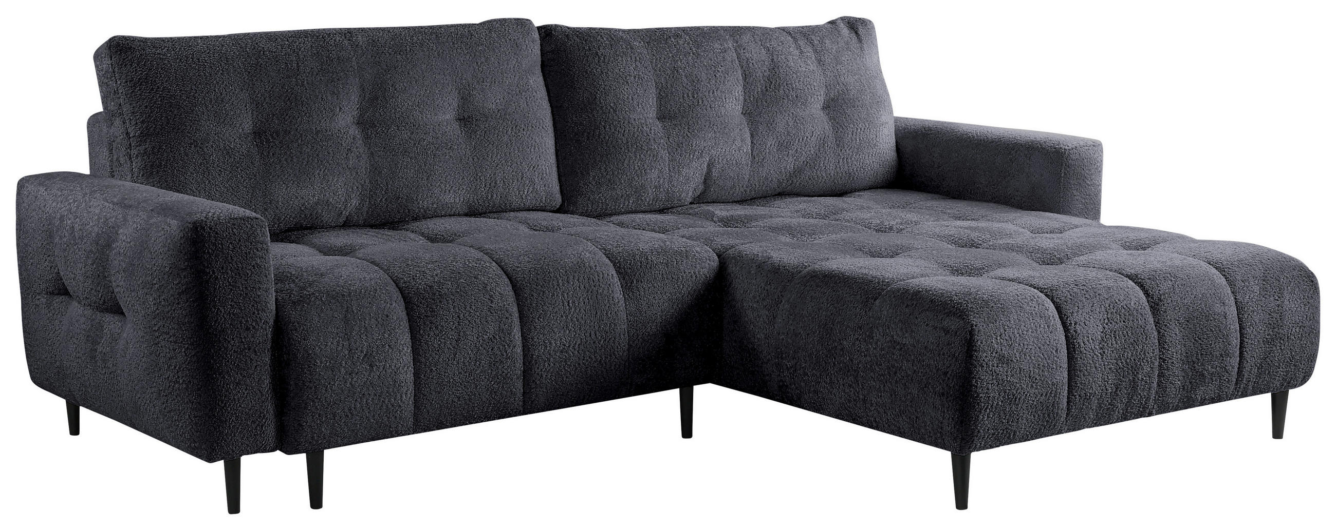ECKSOFA in Chenille Graphitfarben  - Schwarz/Graphitfarben, Konventionell, Holz/Textil (266/180cm) - MID.YOU