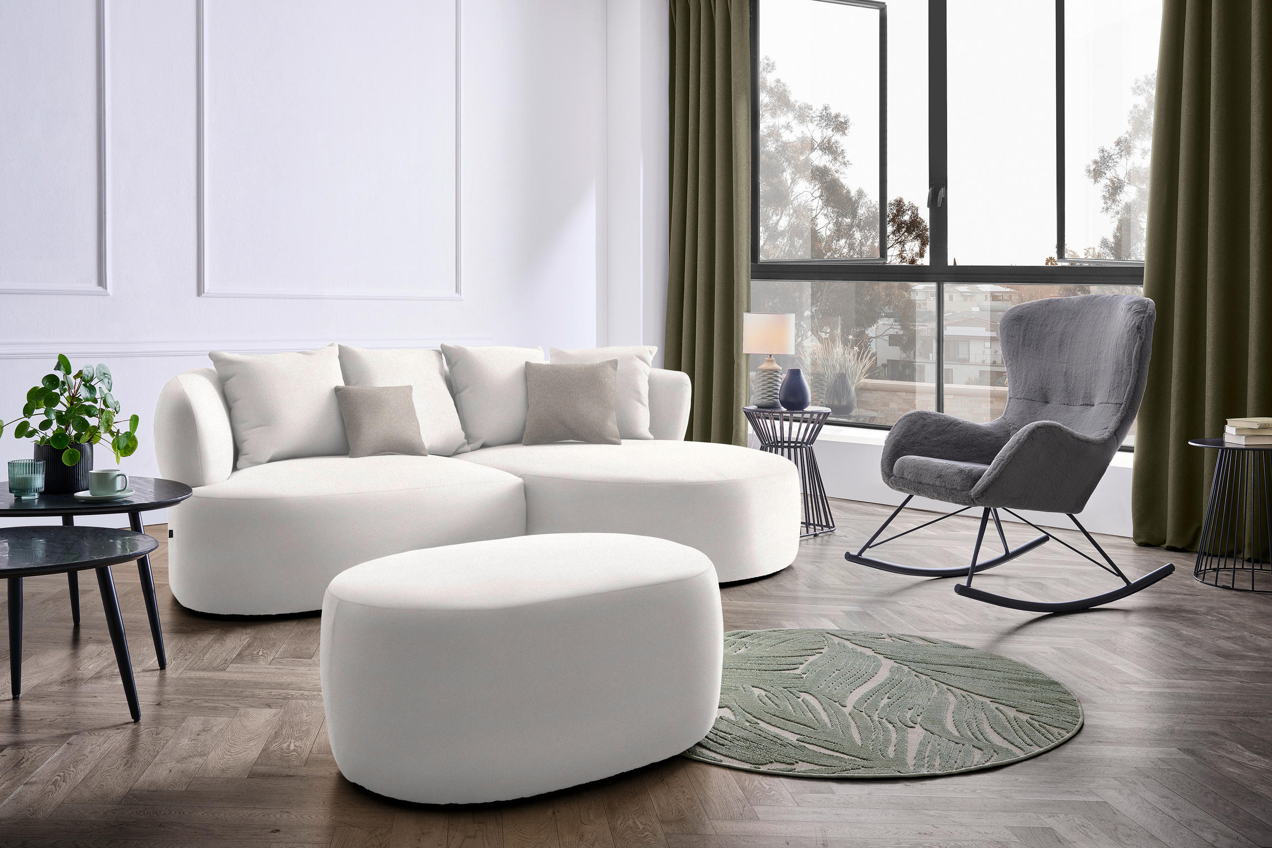 ECKSOFA AMARO - Greige/Creme, MODERN, Kunststoff/Textil (235/166cm) - Hom`in