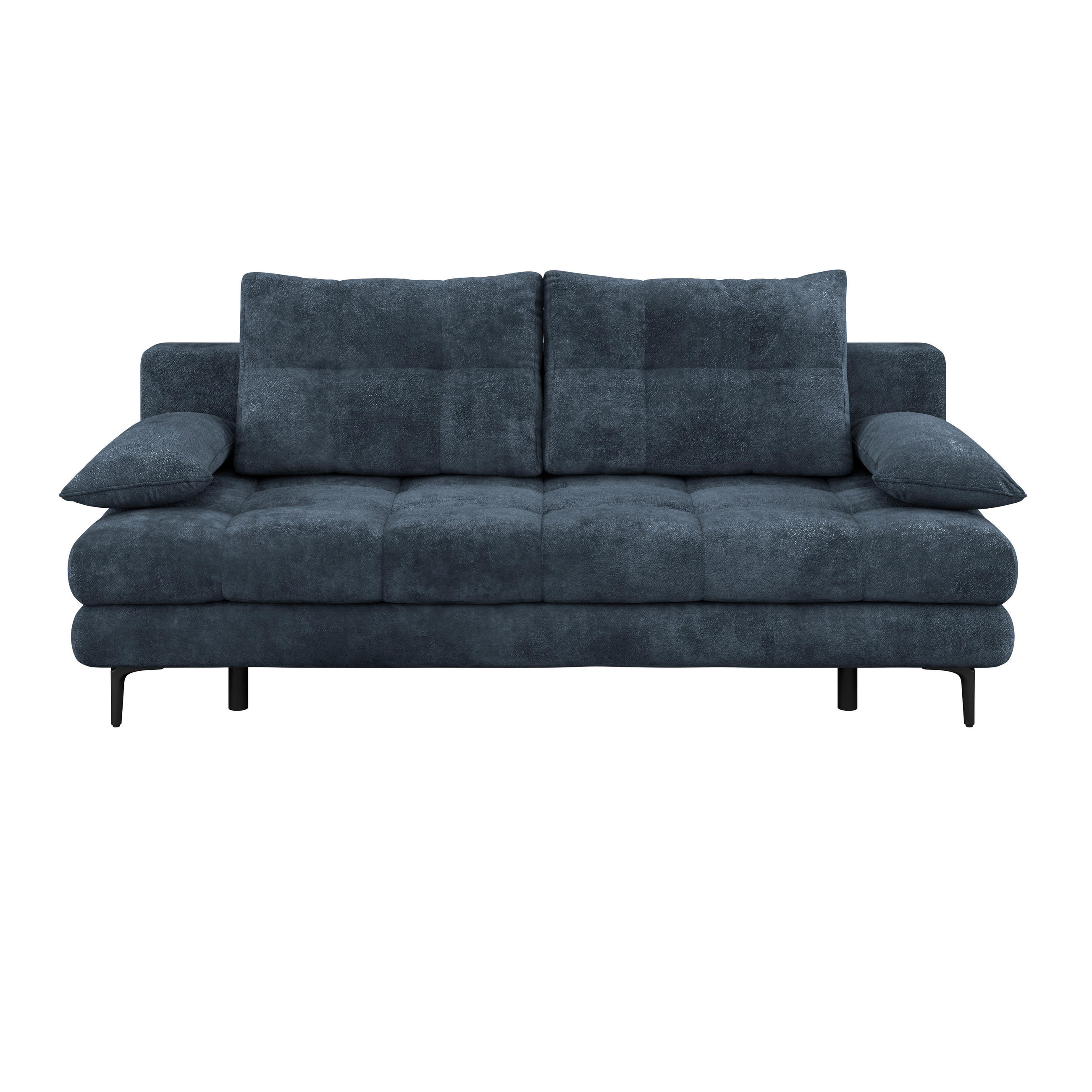 SCHLAFSOFA  mit Liegefunktion, Schlafen auf Sitzhöhe, Rücken echt Chenille Dunkelblau  - Schwarz/Dunkelblau, KONVENTIONELL, Textil/Metall (203/94/96cm) - Carryhome
