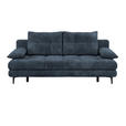 SCHLAFSOFA Chenille Dunkelblau  inkl. Rückenkissen, Armlehnenkissen, Bettkasten, Schlaffunktion, Rücken echt  - Schwarz/Dunkelblau, KONVENTIONELL, Textil/Metall (203/94/96cm) - Carryhome