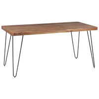 ESSTISCH Sheesham massiv rechteckig Sheeshamfarben  - Sheeshamfarben/Schwarz, Design, Holz/Metall (160/80/76cm) - MID.YOU