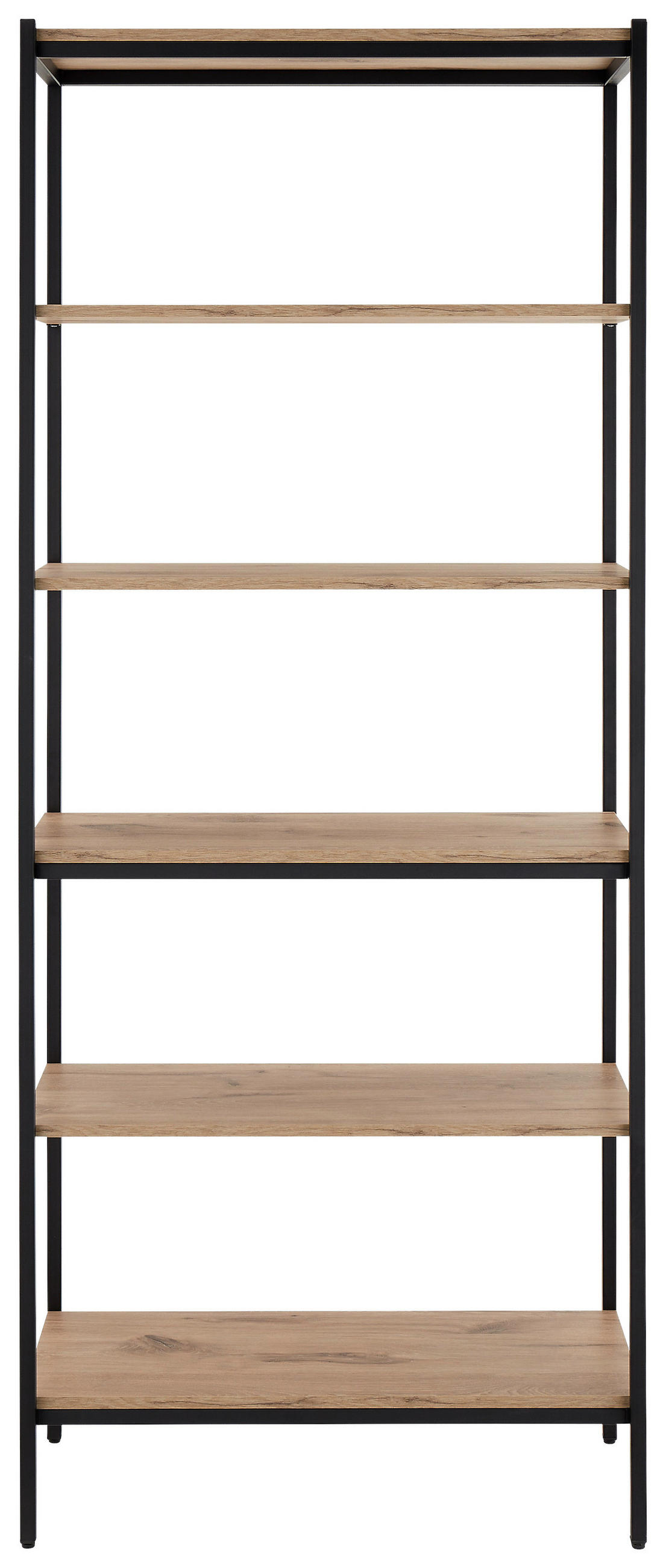 STANDREGAL Schwarz, Eichefarben  - Eichefarben/Schwarz, Basics, Holzwerkstoff/Metall (80/195/40cm) - MID.YOU
