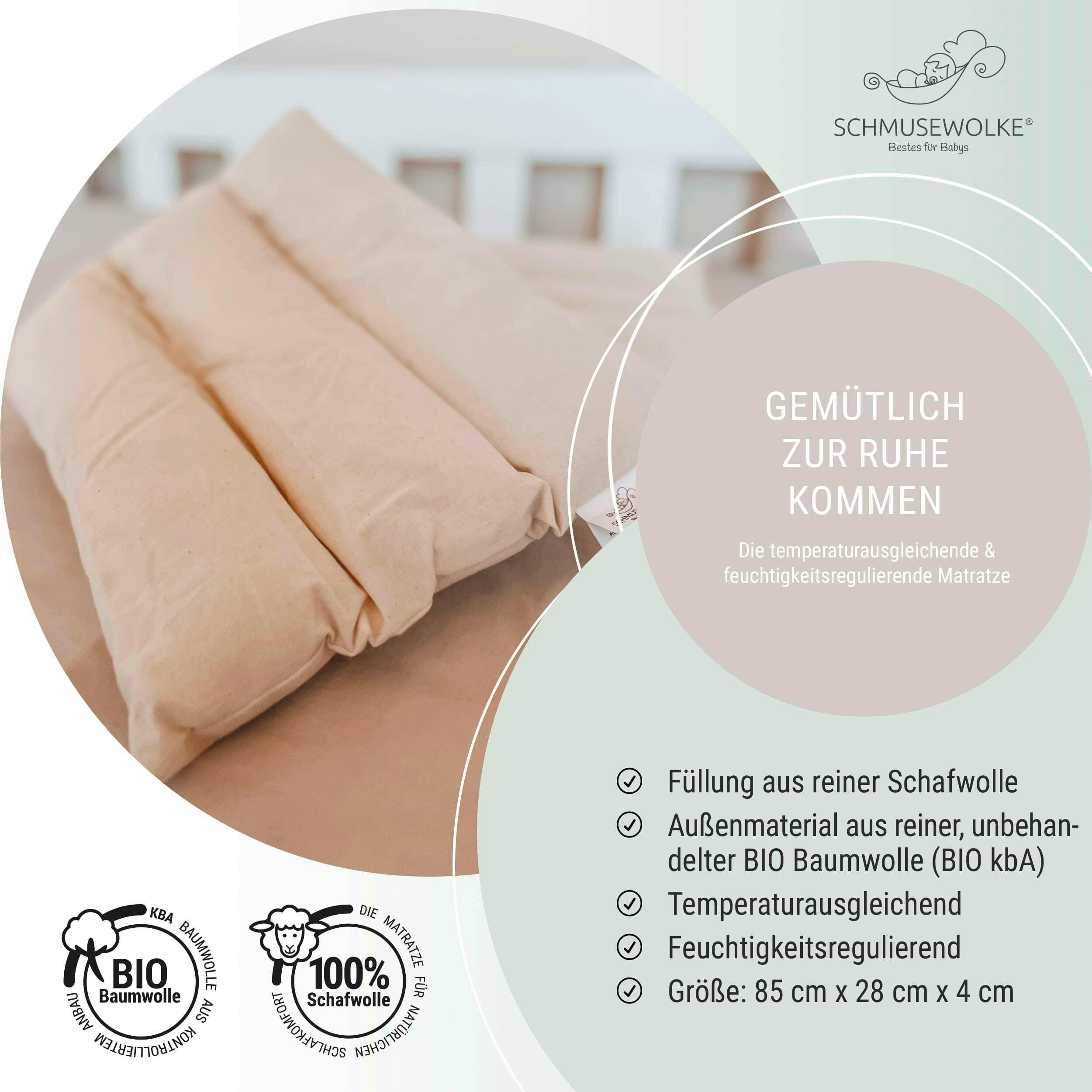 MATRATZE FÜR FEDERWIEGE  85/28/4 cm  - Beige, Basics, Textil (85/28/4cm) - SCHMUSEWOLKE