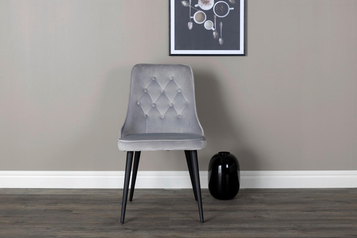 STOLSET 2 styck stål sammet  - ljusgrå/svart, Design, metall/textil (50/88,5/66cm) - Livetastic
