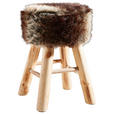 HOCKER Kiefer Braun, Naturfarben  - Naturfarben/Braun, Basics, Holz/Textil (30/42cm) - Ambia Home