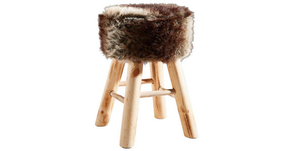 HOCKER Kiefer Braun, Naturfarben  - Naturfarben/Braun, Basics, Holz/Textil (30/42cm) - Ambia Home