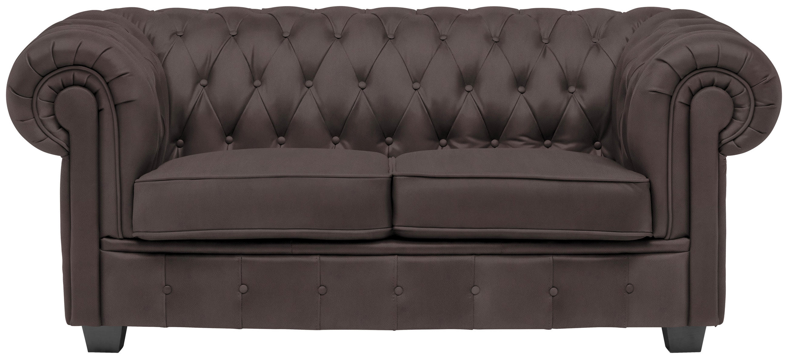 CHESTERFIELD-SOFA in Lederlook Dunkelbraun  - Wengefarben/Dunkelbraun, LIFESTYLE, Holz/Textil (180/76,5/96cm) - Landscape