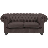 CHESTERFIELD-SOFA in Lederlook Dunkelbraun  - Wengefarben/Dunkelbraun, LIFESTYLE, Holz/Textil (180/76,5/96cm) - Landscape