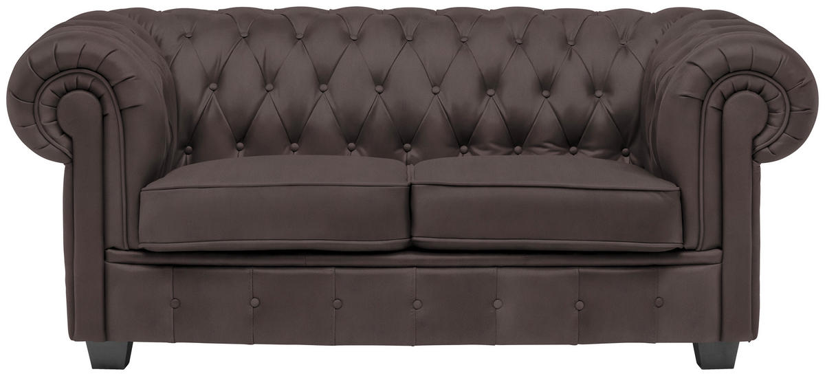 CHESTERFIELD-SOFA in Lederlook Dunkelbraun  - Wengefarben/Dunkelbraun, LIFESTYLE, Holz/Textil (180/76,5/96cm) - Landscape