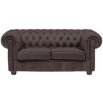CHESTERFIELD-SOFA in Lederlook Dunkelbraun  - Wengefarben/Dunkelbraun, LIFESTYLE, Holz/Textil (180/76,5/96cm) - Landscape