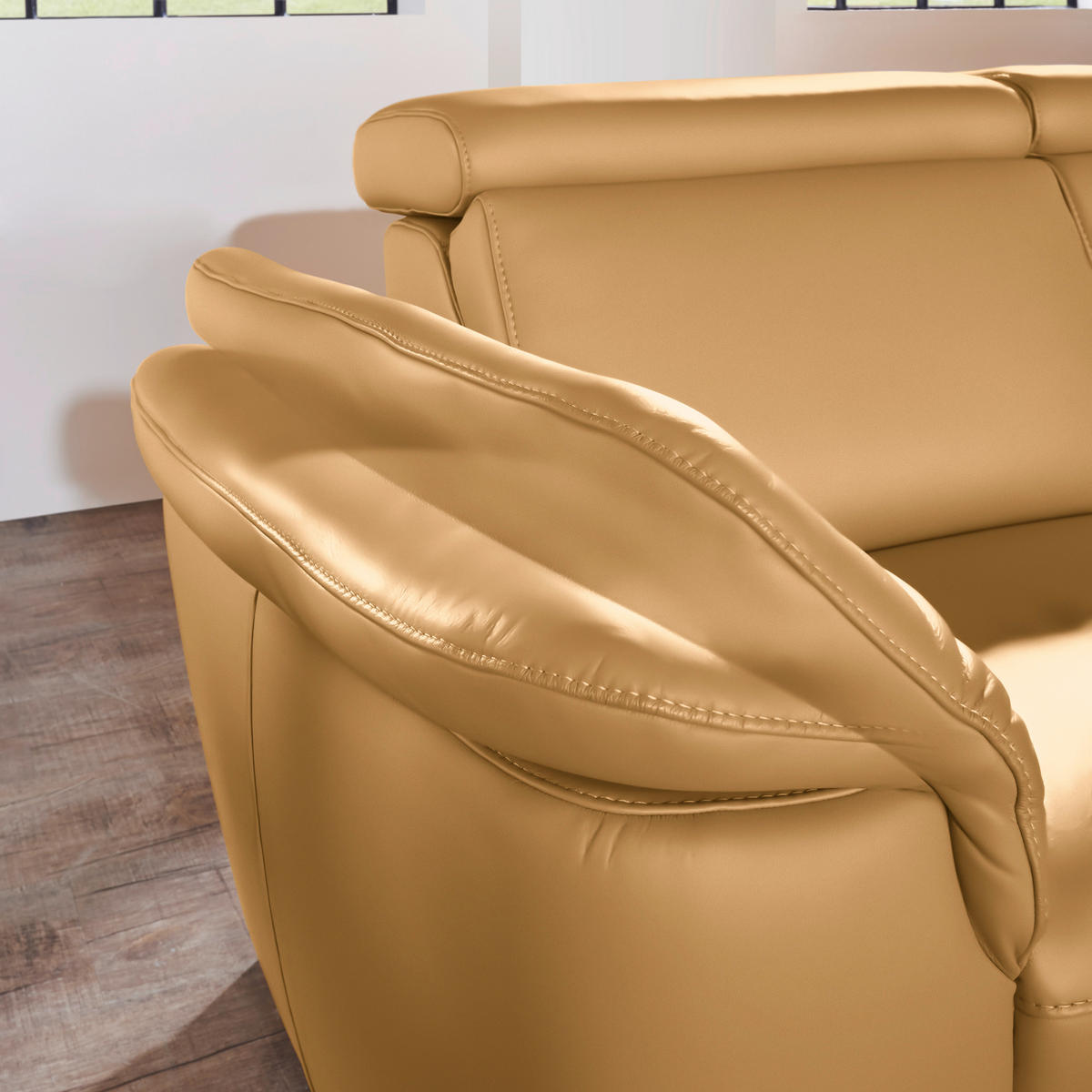 ECKSOFA in Echtleder Cognac  271/239 cm  - Cognac/Alufarben, Design, Leder/Metall (271/239cm) - Cantus
