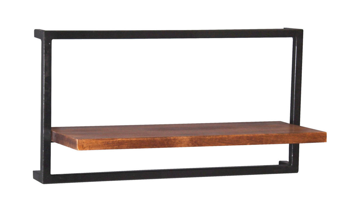 WANDREGAL 65/35/25 cm  - Schwarz/Naturfarben, Design, Holz/Metall (65/35/25cm) - MID.YOU