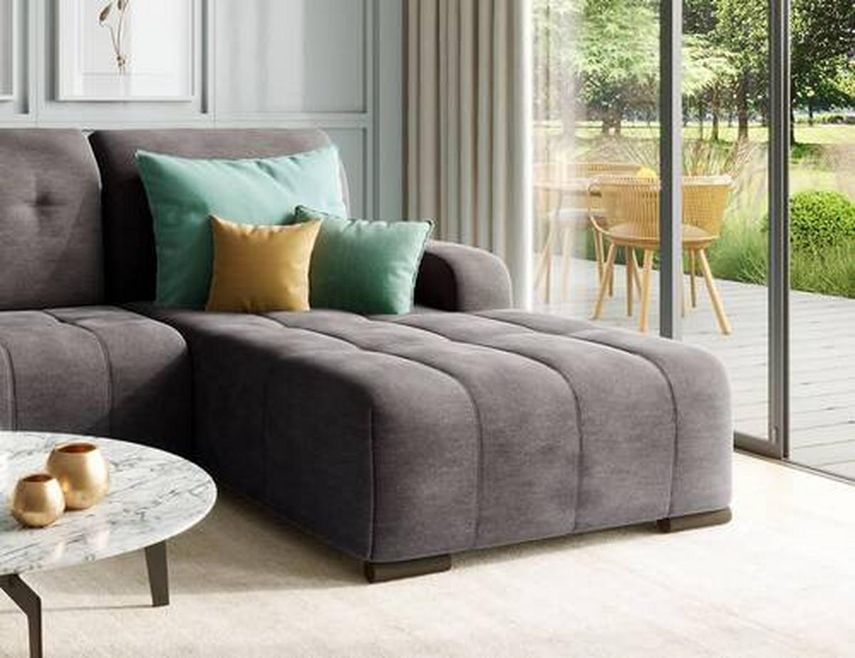 ECKSOFA in Mikrofaser Anthrazit  - Anthrazit/Schwarz, Modern, Textil/Metall (185/292cm) - Livetastic